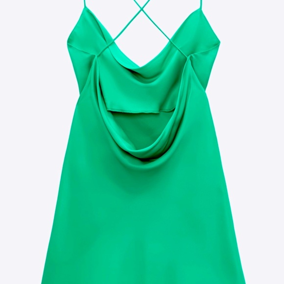 Zara green slip dress - sold out everywhere Size M 6-8 - Picture 5 of 5